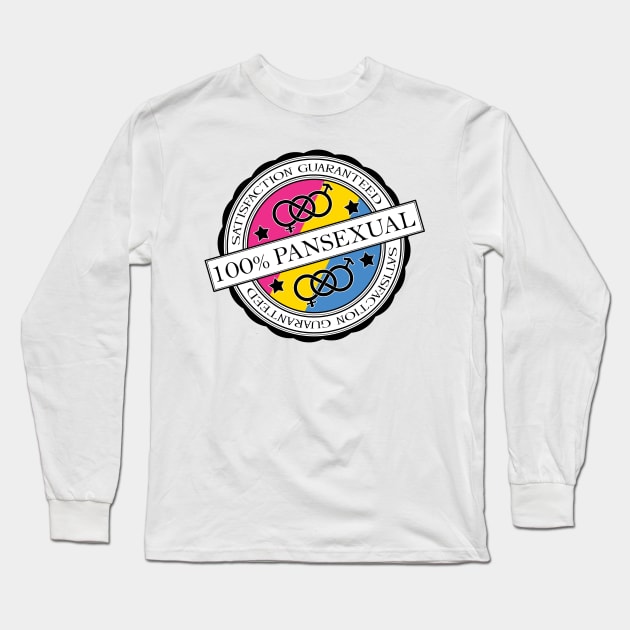 100% Satisfaction Guaranteed Pansexual Pride Flag Colored Stamp of Approval Long Sleeve T-Shirt by LiveLoudGraphics